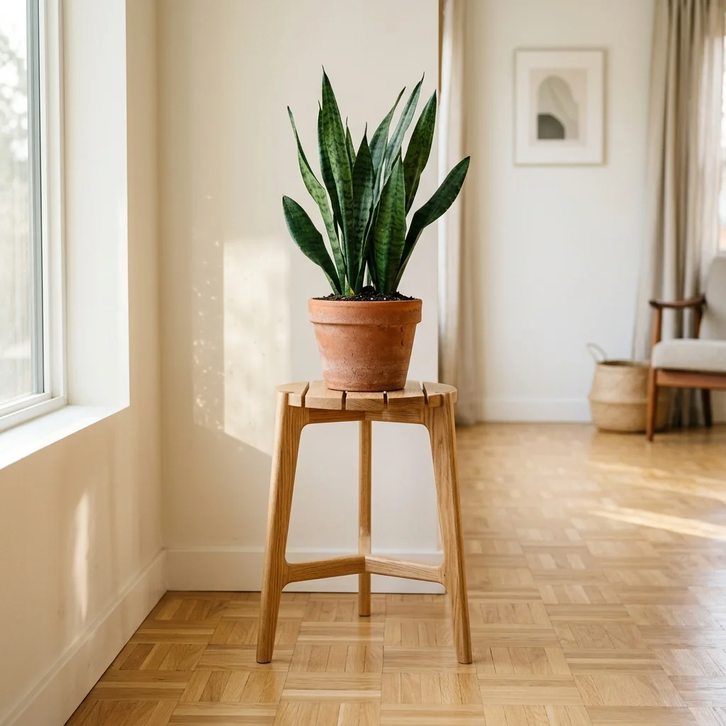 Supporto Cache-Pot in Legno e Terracotta
